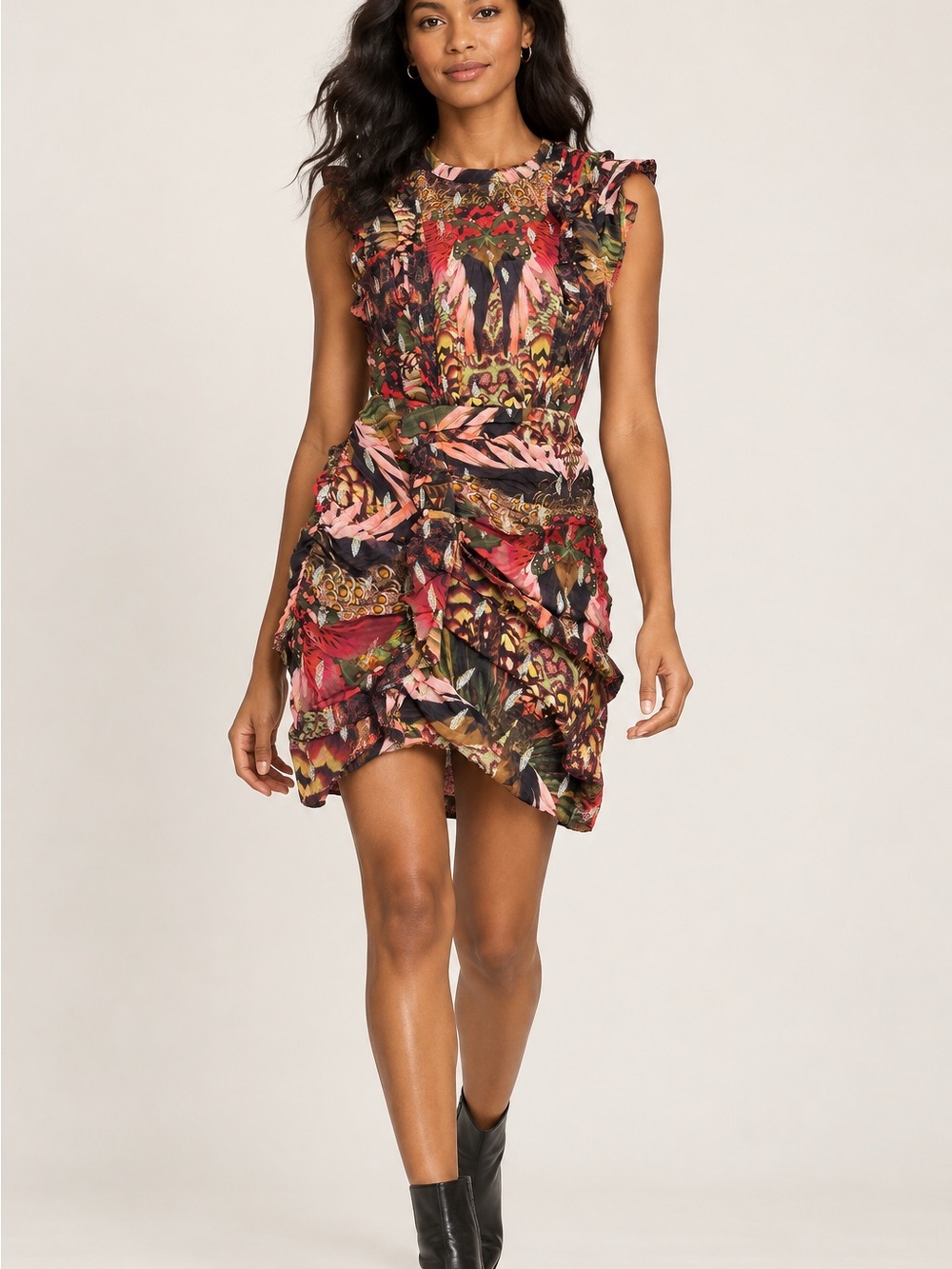 AllSaints Printed Ruched Mini Dress – New With Tags